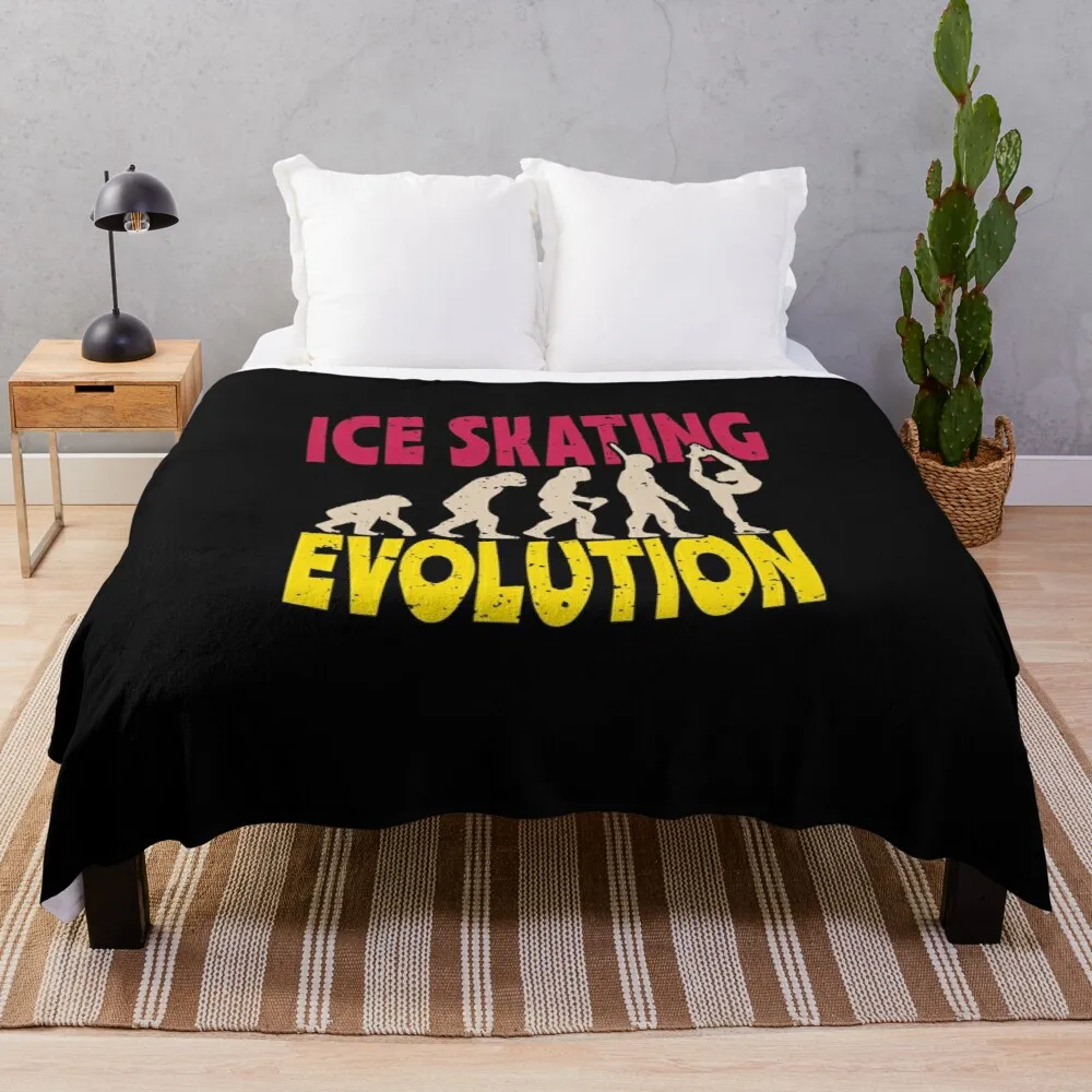 

Ice Skating Evolution Funny Humor Idea For Ice Skating Lovers Gift Throw Blanket Cute Blanket Plaid Fashion Sofa Blankets