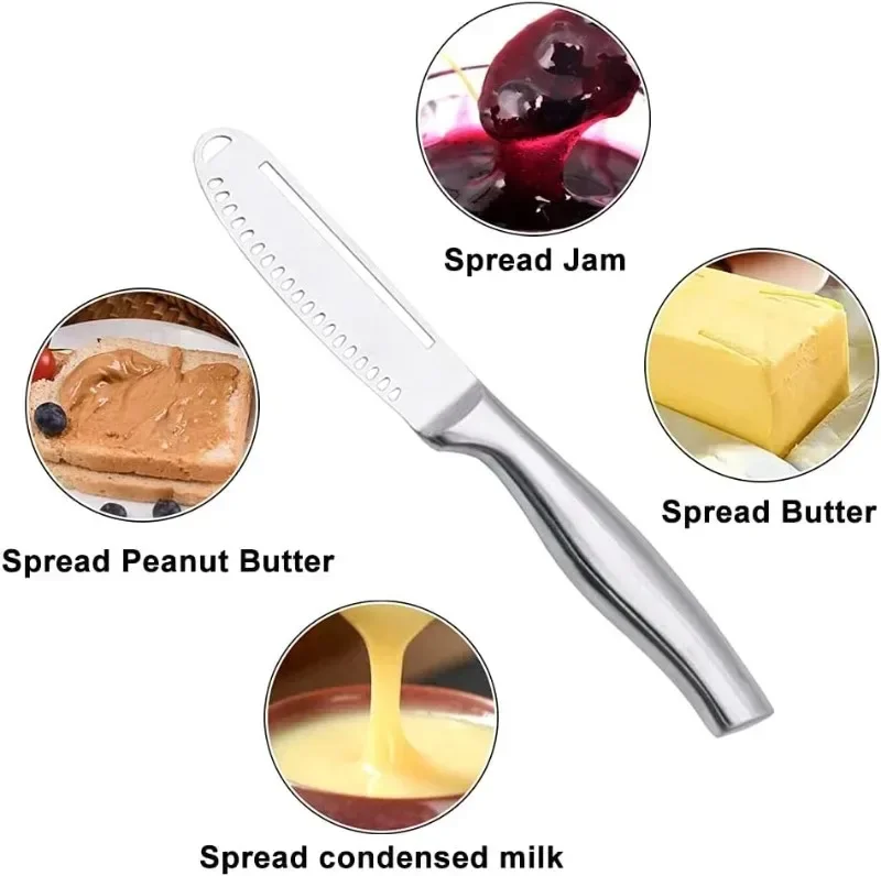 Description Picture 5 of item3 in 1 Butter Knife Stainless Steel Butter Knife Cheese Dessert Jam Spreaders Cream Scraper Bread Splitter Butter Spreader