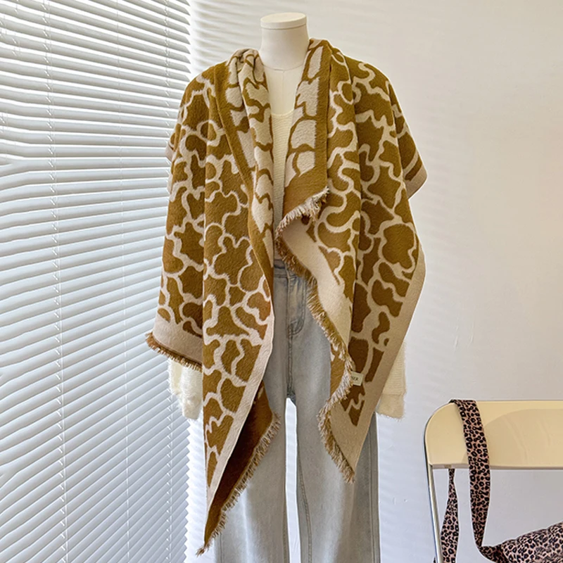 2025 New Design Women's Winter Cashmere Scarf - Elegant Warm Leopard Print Pashmina Shawl, Poncho & Bufanda
