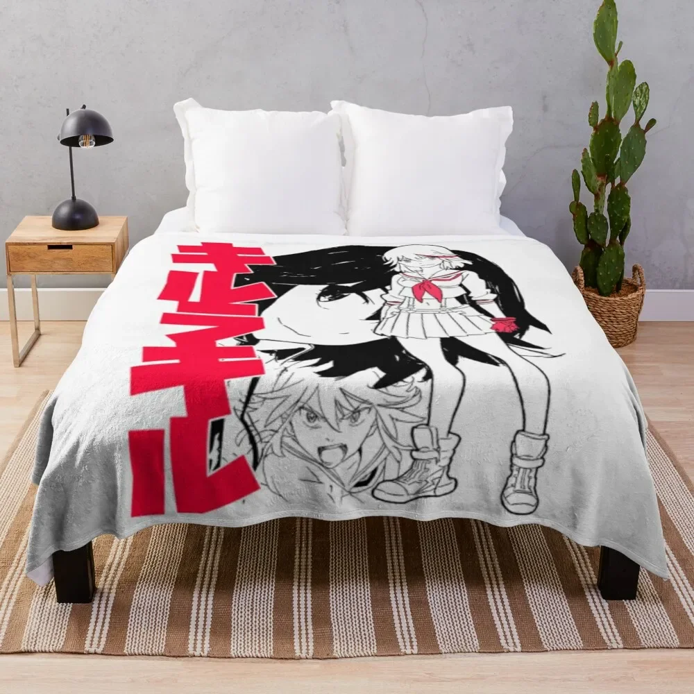 Kill La Kill T-ShirtRyu Ko (블랙) 격자 무늬 담요, 소파 대형 담요
