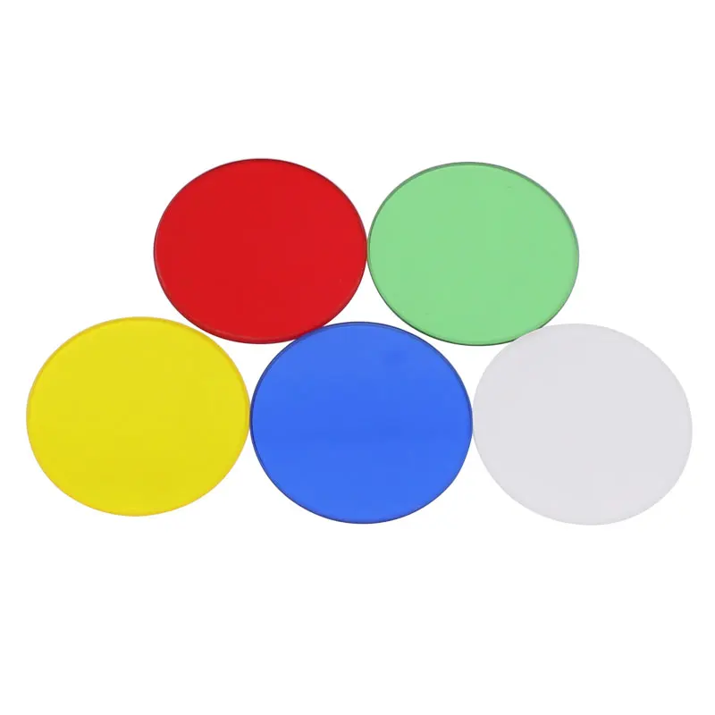 5-Piece Optical Glass Microscope Filter Set - Green, Blue, Yellow, White, Red
