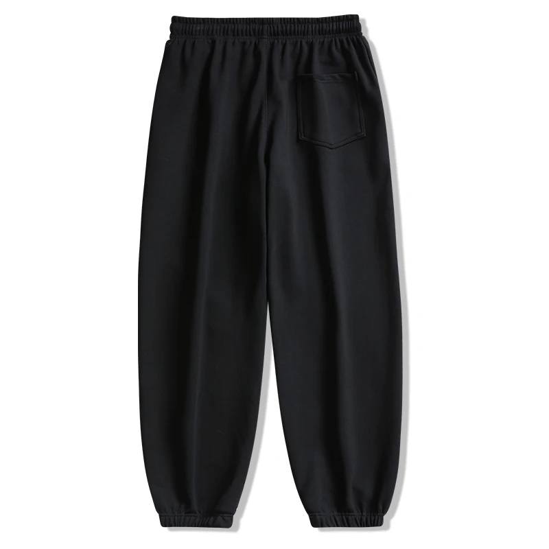 2024 Spring Autumn Hong Kong Style Trendy Men's Solid Color Drawstring Pocket Casual Bound Feet Loose 9-point Sports Sweatants