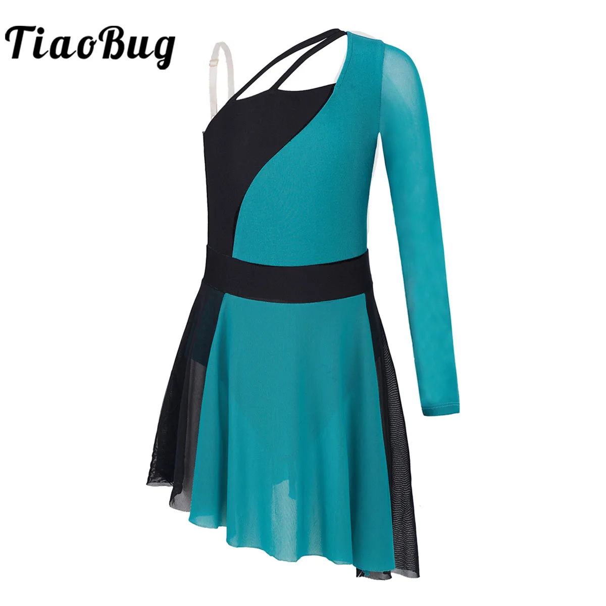 

Kids Girls Ballet Dress Chiffon Leotard Dancewear Long Sleeve Gymnastics Leotard Irregular Contemporary Lyrical Dance Clothing