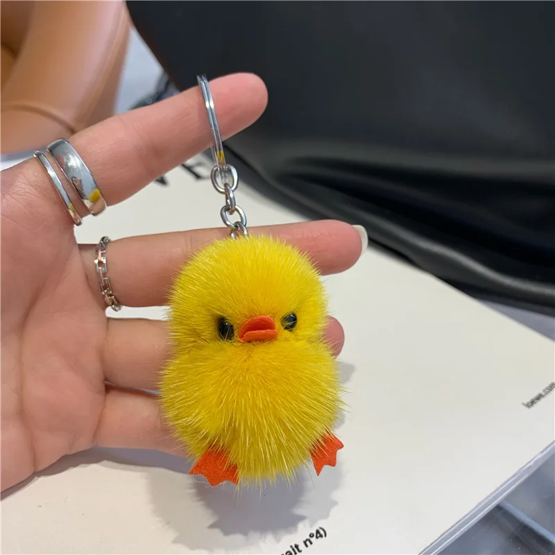 Cute Plush Duck Keychain - Large Soft Yellow Duck Keyring For Backpack, Car Keys, Gift