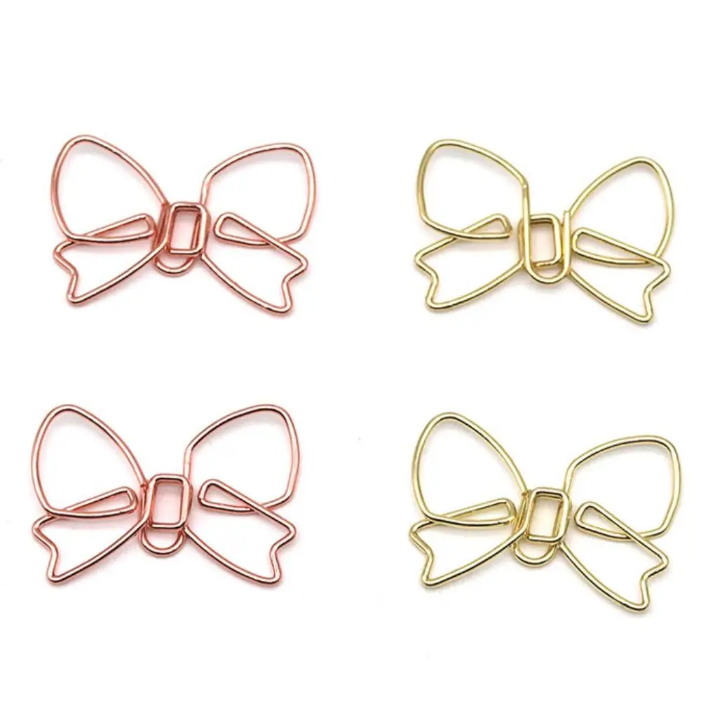 

10PCS Special-shaped Bowknot Paper Clips File Clip Creative Metal Bookmark Clip Gold Paper Clamps Office/School