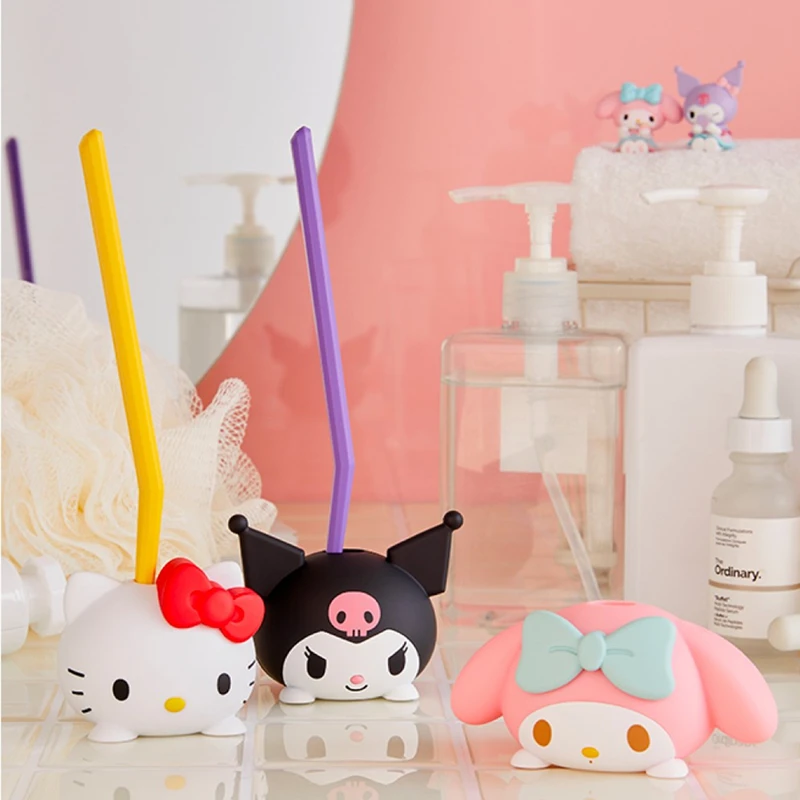 

Kawaii Hello Kitty My Melody Kuromi мультяшная кукла зубная щетка стерилизатор аниме Sanrio девушка сердце Милая портативная стойка для хранения