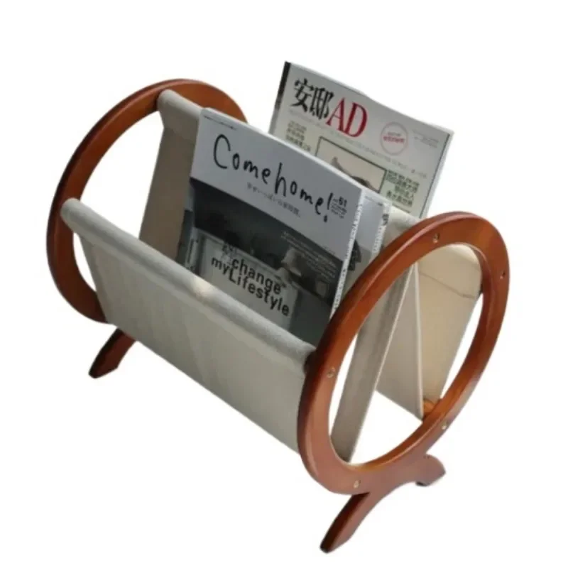 HEWU Cherry Wood Magazine Living Room Design Book Newspaper Rack Black Glue Storage Sofa Vintage Reproduction