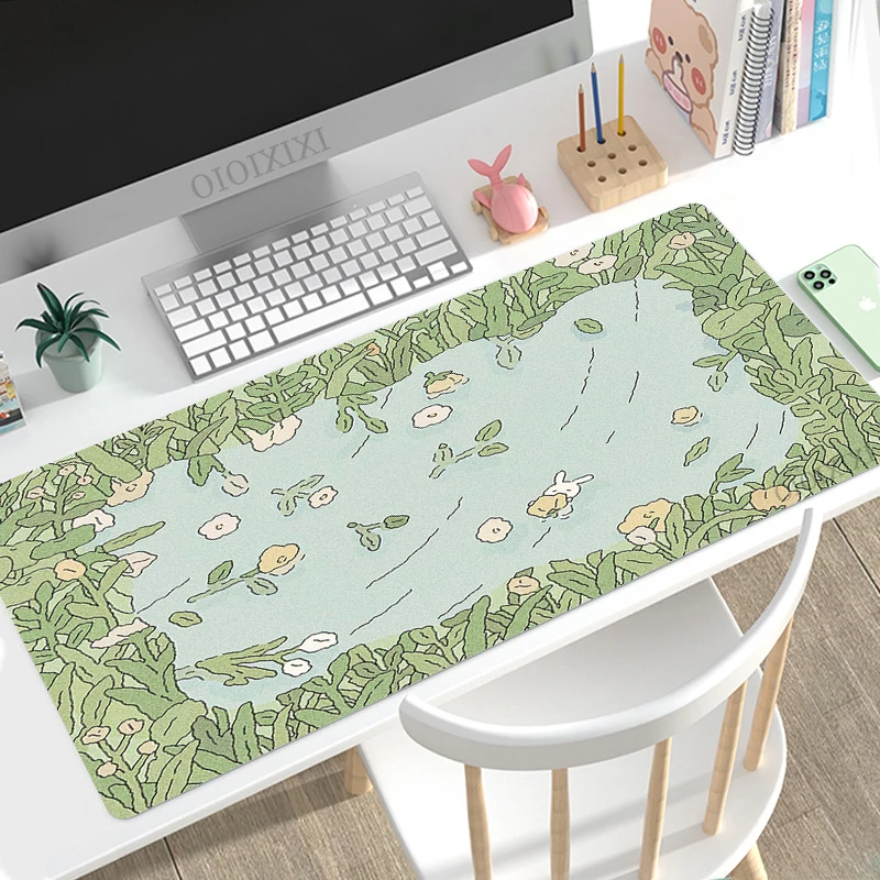 Bonito Coelho Verde Anime Mouse Pad Gamer xl Computador Novo hd Mousepad Xxl Tapetes de Mesa Não-deslizamento de Borracha Natural Tapete de Rato de Computador