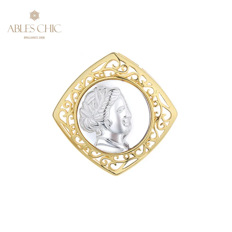 

Greek Deity Silver Coins Charm 18K Gold Two Tone Solid 925 Silver Roman Coin Pendant Only N1085