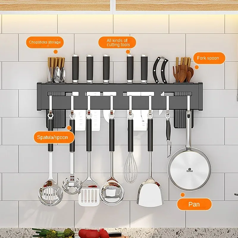Multifunctional Stainless Steel Kitchen Knife Storage Rack Perforated Spoon Chopsticks Storage Rack Wall Hanging Knife kitchen storage rack kitchen organizer rack