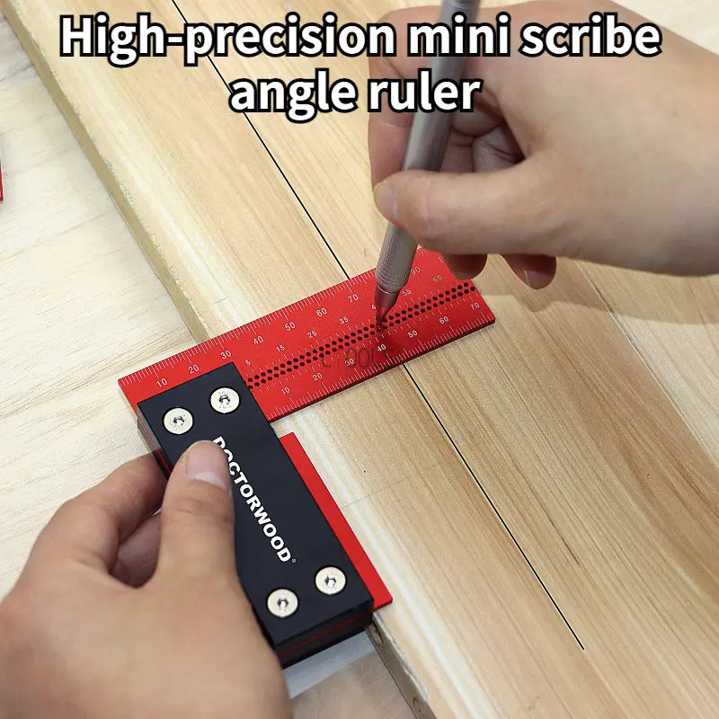 Mini High-precision Scribe Angle Ruler Aluminium Alloy L-type Measuring Scriber Wear-resistant Hand Tool Woodworking Hole-ruler