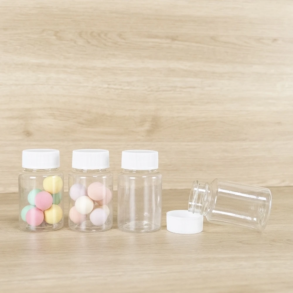 12Pcs 80ml Refillable Plastic Bottles PET with Screw Cap Empty Seal Solid Powder Medicine Pill Sample Vial Reagent Packing