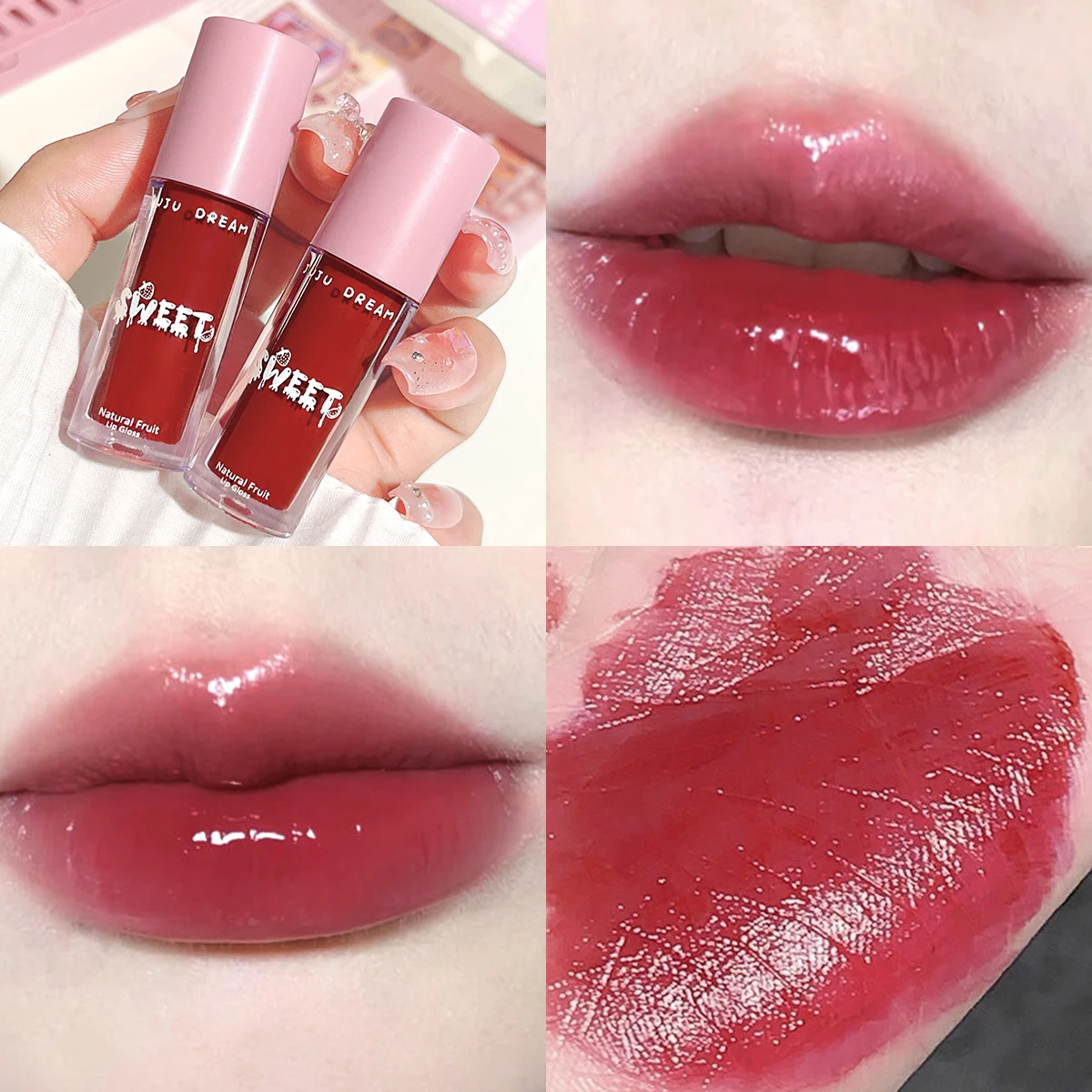 Glossy mirror lip gloss, matte and velvety, moisturizing and hydrating, brightening, affordable, waterproof, and long-lasting 3