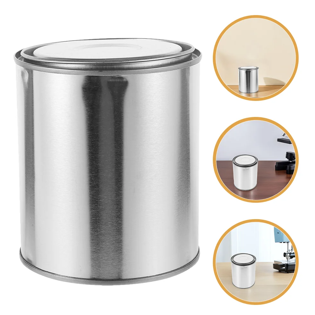 3 Pcs Thickened Iron Paint Cans Sealed Bucket Good Sealing Performance Versatile Use Compact Design Silver Metal Empty Paint