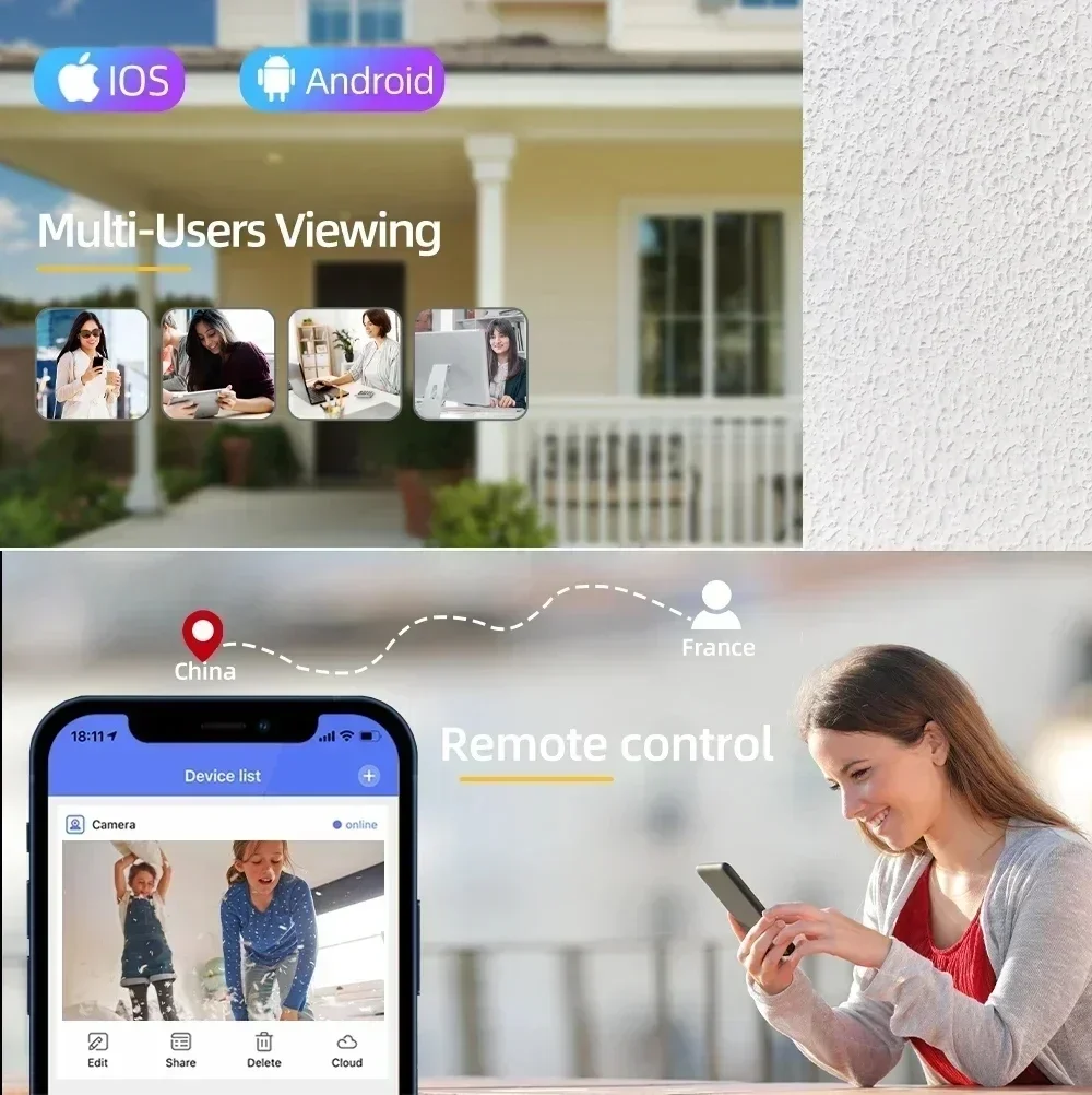 8MP 4K Dual Lens POE IP Camera PTZ Dual Screens Smart Home 360° PTZ Wired Video Surveillance Camera Human Detection CCTV ICsee