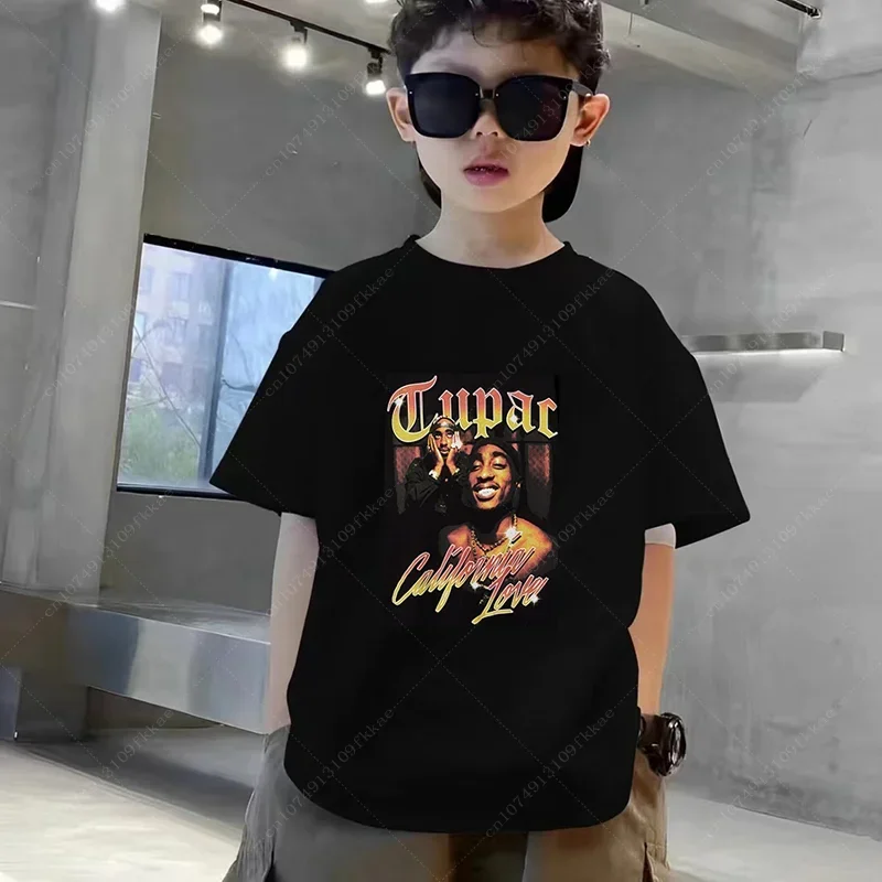 Teenager 3-14year Children Tupac 2pac Hip Hop Swag Printed T-shirt Kids Baby Casual T Shirt Girls Boys Short Sleeve Summer Tops 6