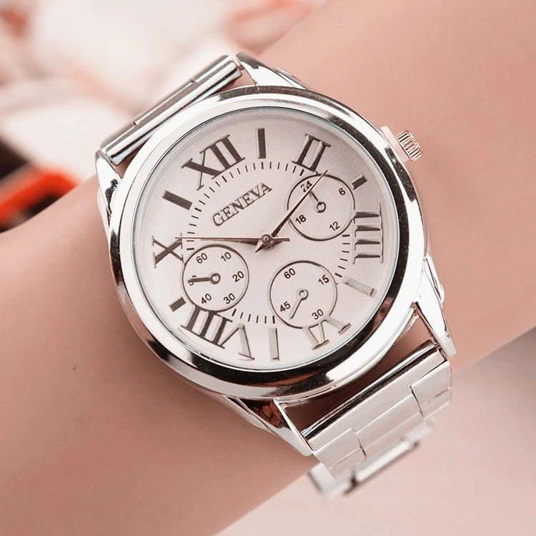 

New Fashion Famous Geneva Brand Rosy Gold Casual Quartz Watch For Women Stainless Steel Dress Watches Relogio Feminino Hot Clock