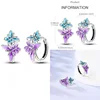 925 Silver Star Round Hoop Earrings Colorful Zirconia Sterling Geometry Circle Four Leaf Clover Earrings for Women Jewelry Gift