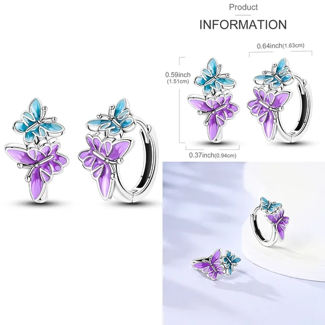 925 Silver Star Round Hoop Earrings Colorful Zirconia Sterling Geometry Circle Four Leaf Clover Earrings for Women Jewelry Gift
