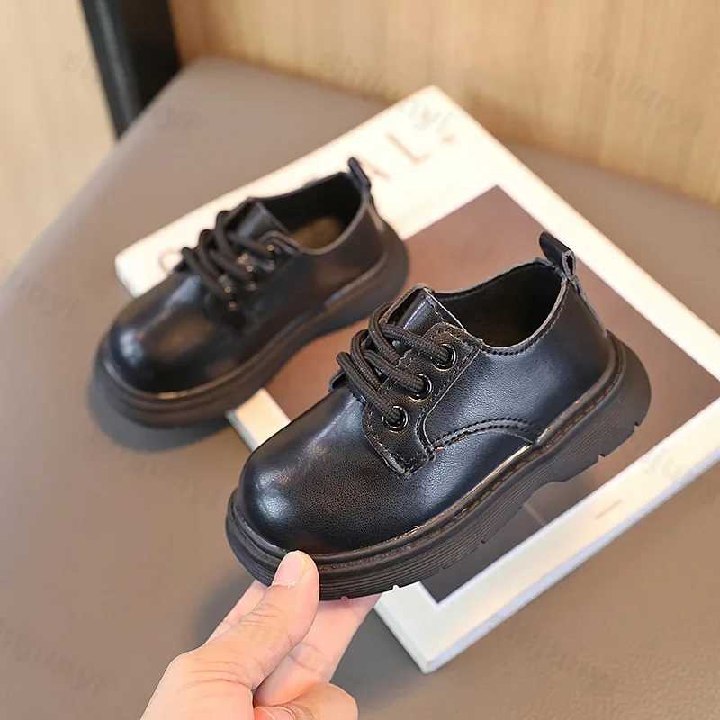 New Boys Formal Shoes Girls Leather Shoes for School Party Wedding Lace-up Kids Oxfords Classic Fashion Soft Breathable Flats