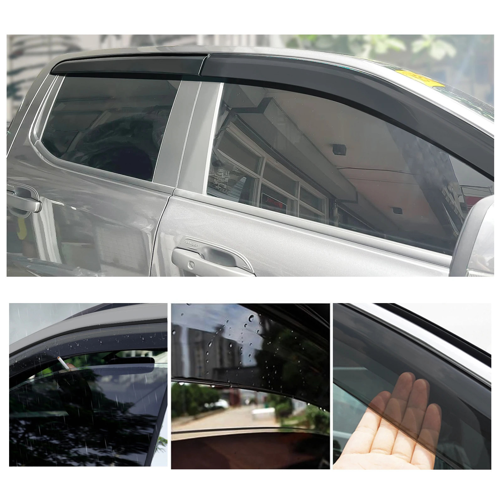 Car Weather Shield Window Visor Rain Cuard For Ford Ranger Wildtrak Sport XLT XLS XL Model 2023 2024 Deflector Sun Rain Guard