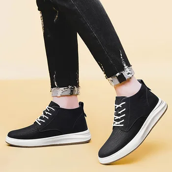 Men's Genuine Leather Casual Sports Shoes New Elevator Shoes 8cm 6cm Invisible Height-Enhancing Shoes Men's Elite Sneakers - Image 4