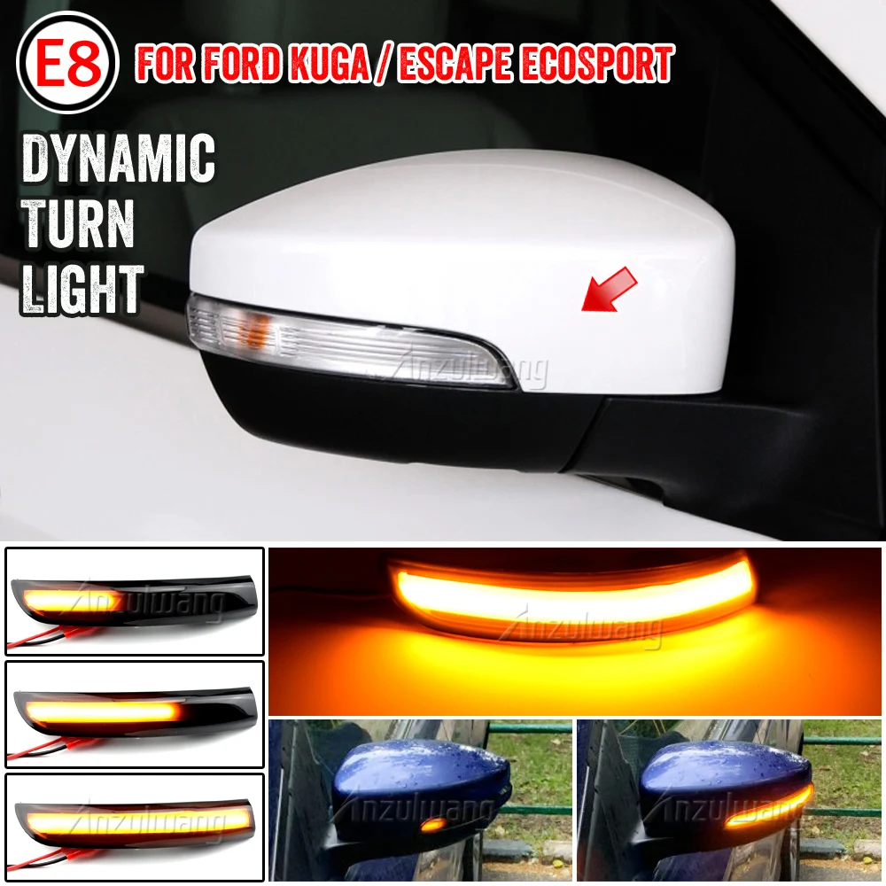 

For Ford Kuga Escape EcoSport 2013-18 Focus 3 MK3 SE ST RS LED Dynamic Turn Signal Light Side Rear-View Mirror Indicator Blinker