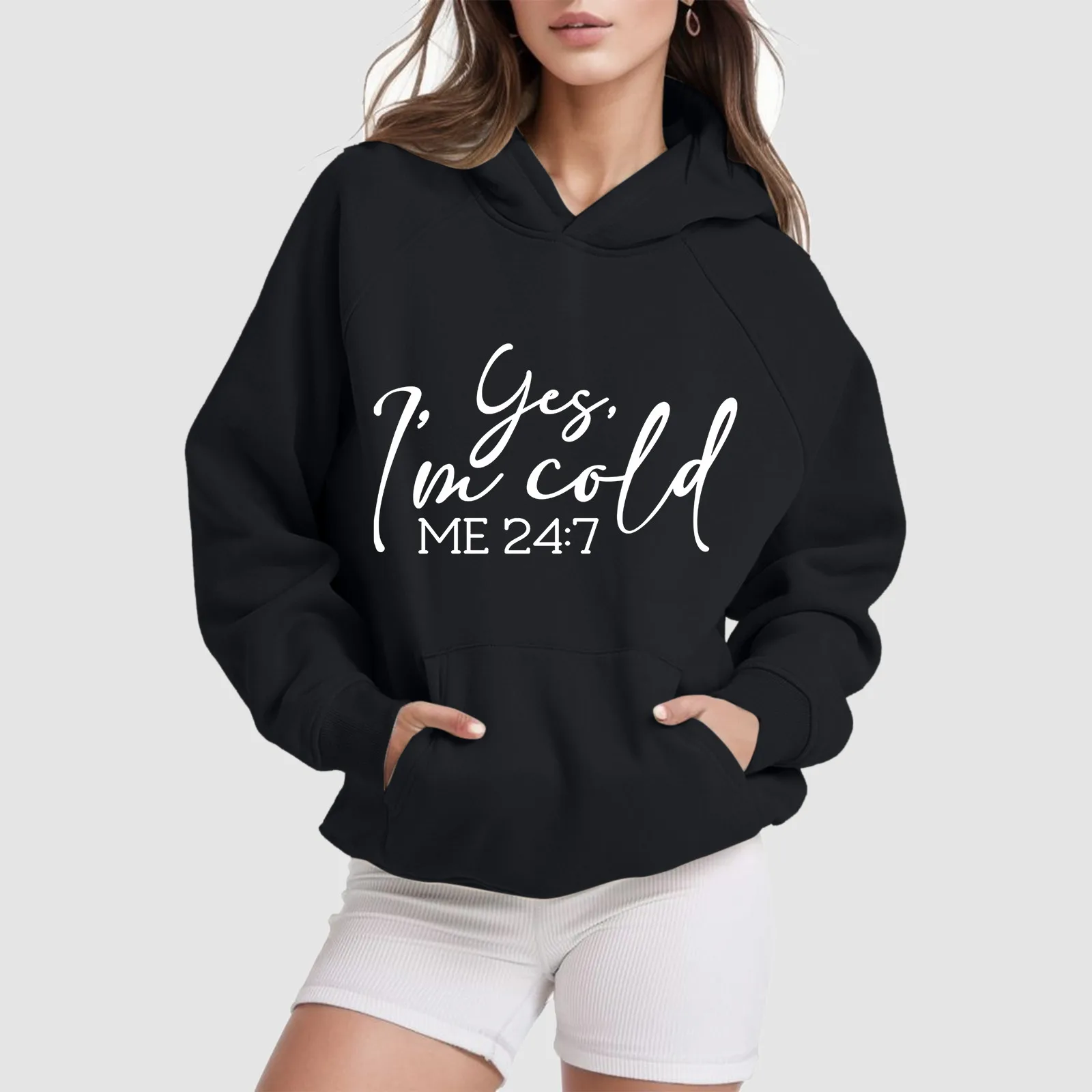 

Oversized Hoodies Women Funny Letters Print Sweatshirts Autumn Thicken Warm Long Sleeve Athletic Pullovers Korean Graphic Hoodie