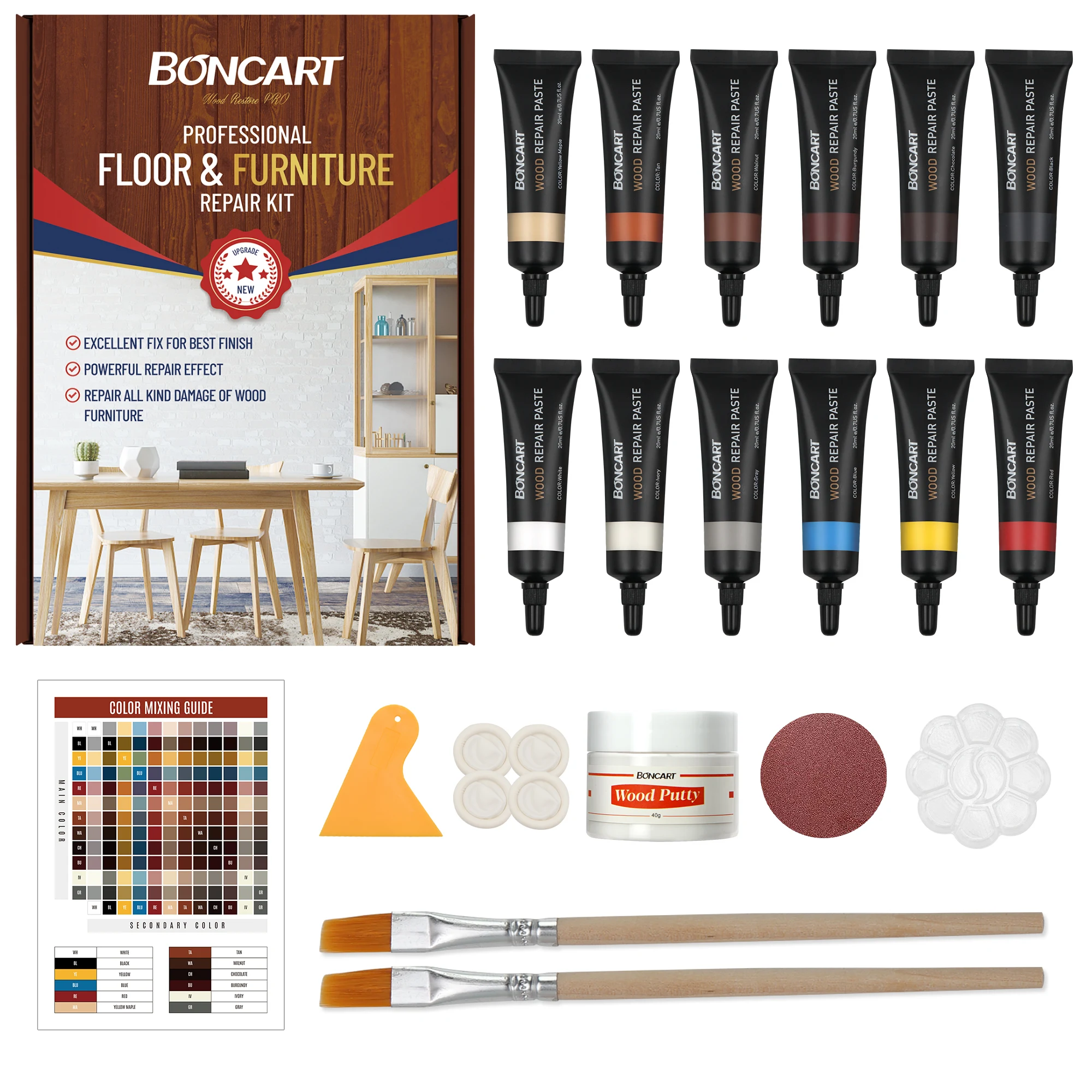 Wood Floor&Furniture Repair Paste Set Scratch Touch Restore Glue for Table Door Patch Composite Repair Cabinet Wood Paint Pen wood touchup markers filler sticks wood scratch restoration kit haile furniture repair pen for wardrobe cabinet door floor