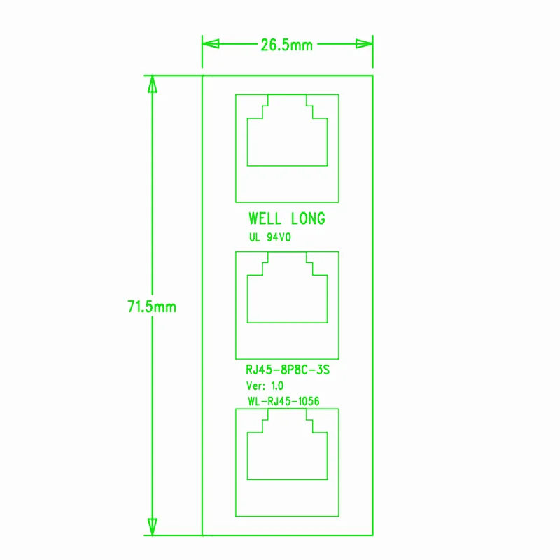 Din Rail Mount RJ45 8 P8C Buchsen 3-Wege-Busse Breakout Board Ethernet-Schnitts telle modul. – Detail 1