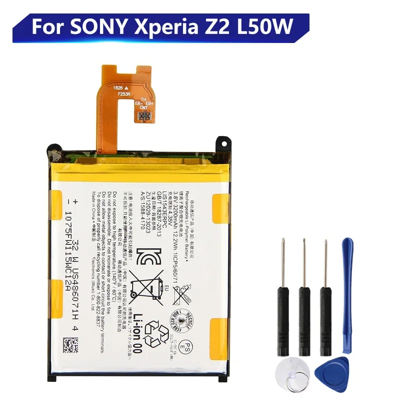 Сменный аккумулятор для SONY Xperia Z2 L50w Sirius SO-03 D6503 D6502 LIS1543ERPC, аккумуляторная батарея для телефона 3200 мАч