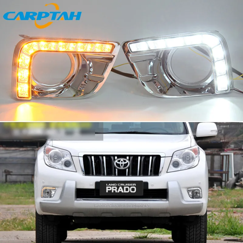 

LED Daytime Running Light For Toyota Prado 150 FJ150 2010-2013 12V Yellow Turn Signal Indicator Light Bumper Lamp LED DRL