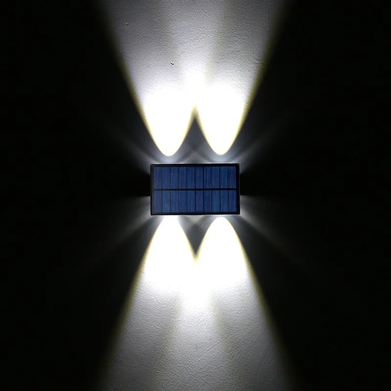 Outdoor LED Solar Wall Light, Light Up and Down, 2Packs,IP54 Waterproof, Light Control Induction, Indoors, Staircase