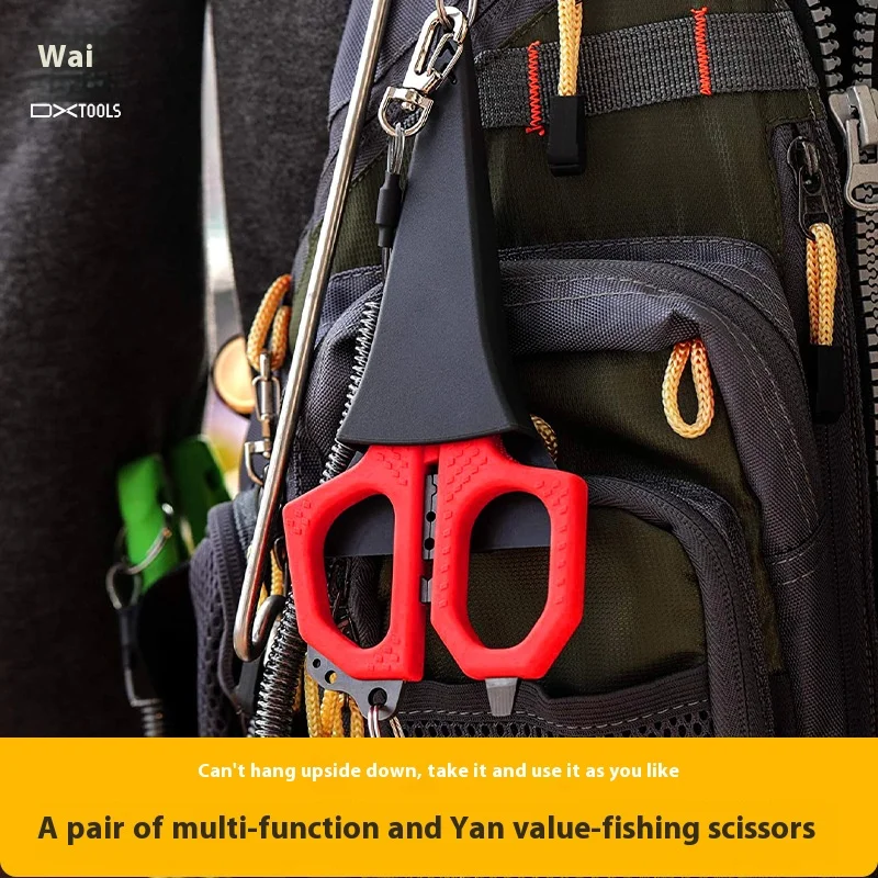 Multifuntional Lure Fishing Sissors Outdoor Survival Multi Tool EDC Scissors Hook Shearing 5