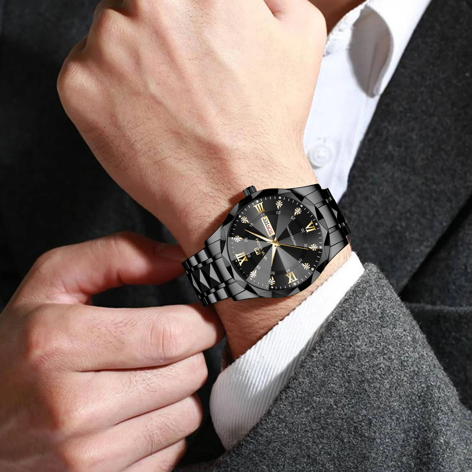 ساعات رجالية عصرية من VA VOOM مقاومة للماء بتقويم...