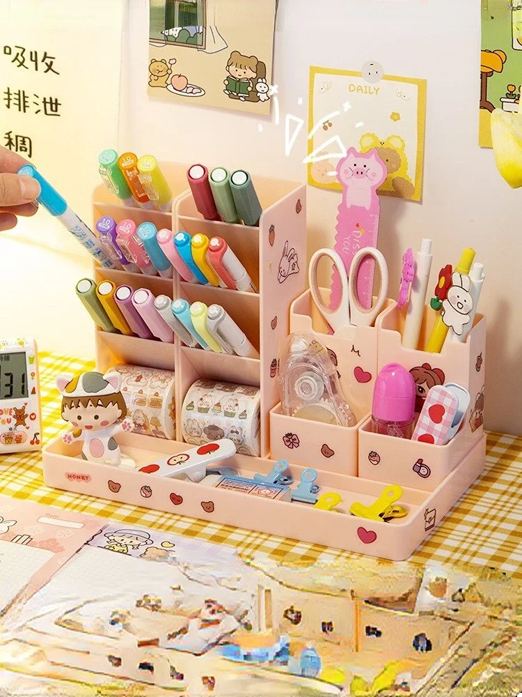 

Многофункциональный Наклонный Держатель для ручек, креативный детский женский держатель для ручек, офисный стол, вместительный ящик для хранения канцелярских принадлежностей
