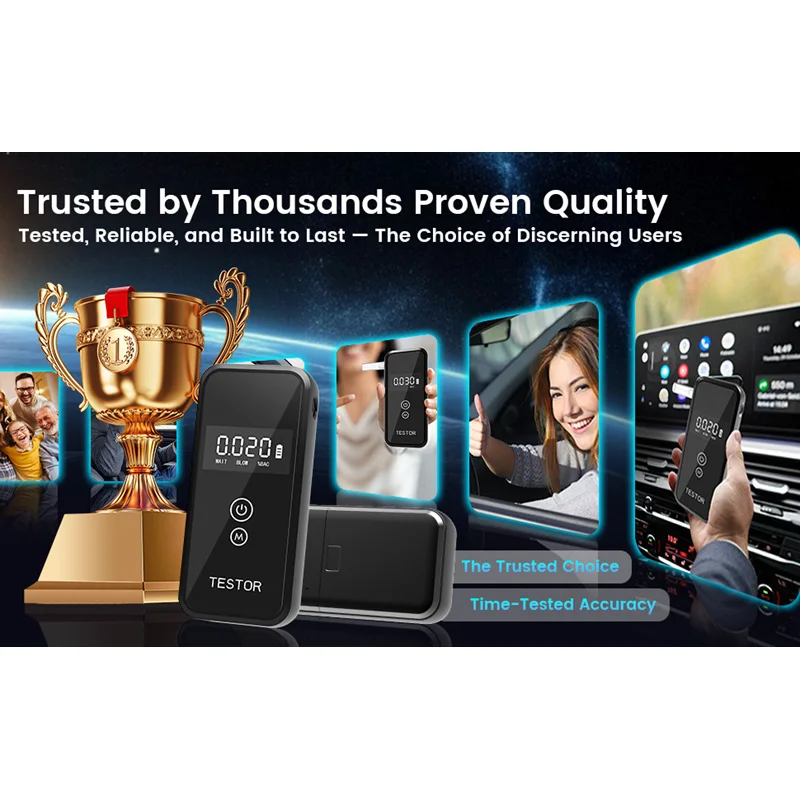 Professional Breathalyzer Alcohol Tester with Digital Display 8 Reusable Mouthpieces for Home Car Use Accurate Portable 2025