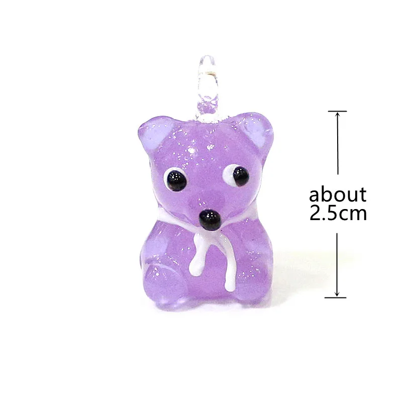 Cute Mini Glass Bear Figurine Charm Pendant Ornaments for Diy Women Jewelry Necklace Making Accessories or New Year Decor Gifts 2