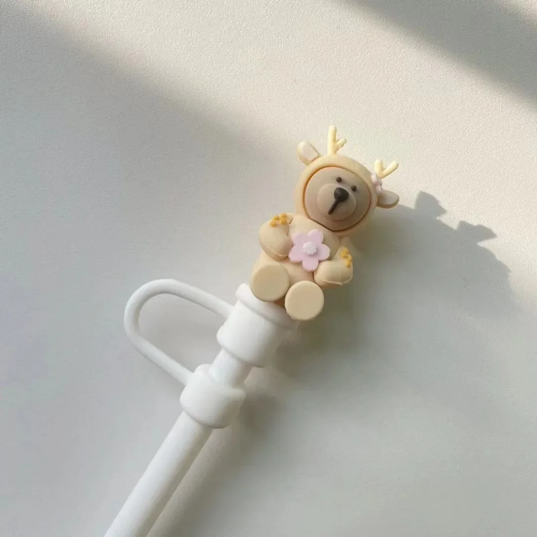 Straw Accessories 1pc Silicone Straw Plug for 6-8 mm Straws Splash Proof Cartoon Drinking Dust Cap Straw Tips Cover Cup Accessories Drinkware Tool straw accessories straw cleaner brush