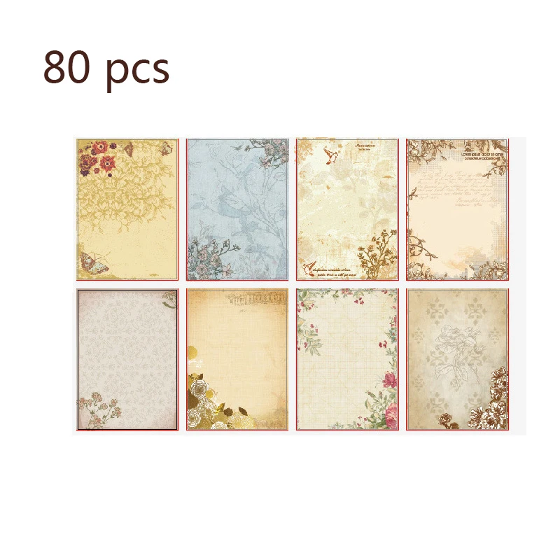 80 Pcs 빈티지 편지지 꽃 쓰기 종이 일치하는 봉투 필기 편지, 모듬 색상에 대 한 설정
