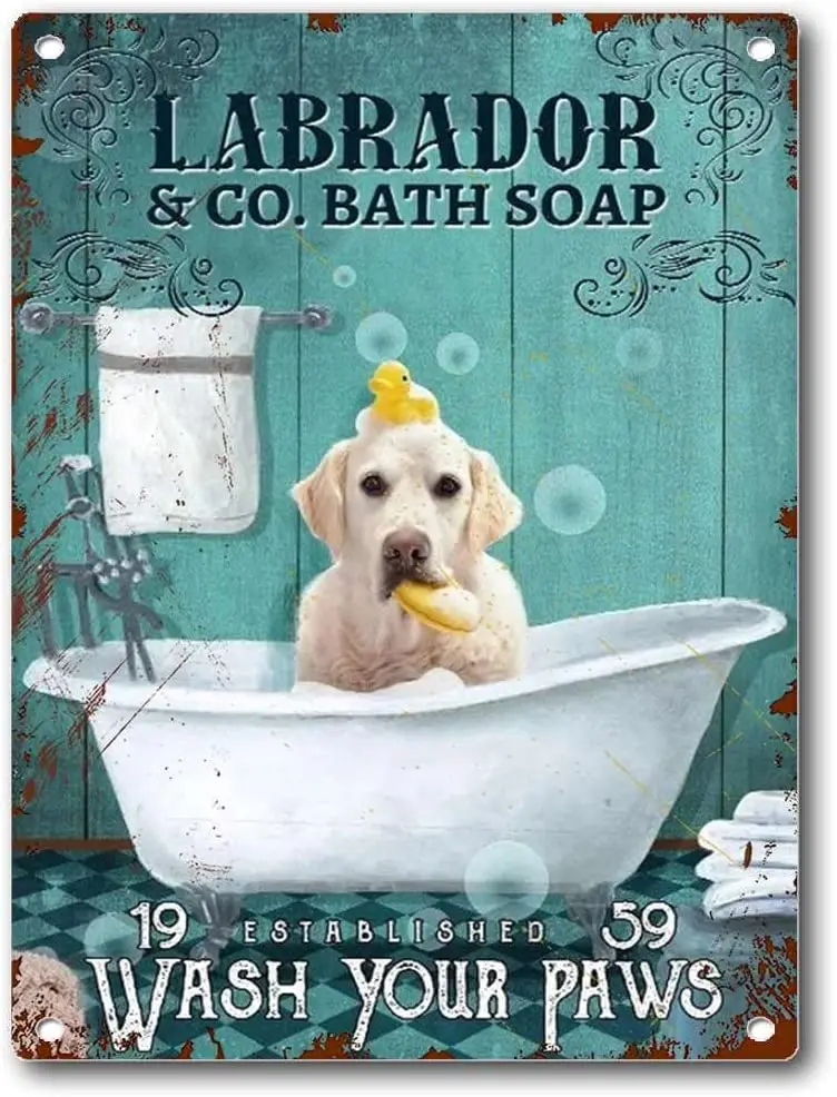 TinSignLabradorRetrieverCoBathSoapFunLabradorRetrievertowash