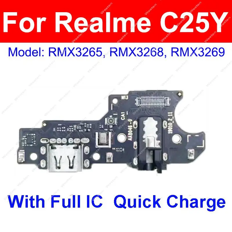 Connettore Ricarica OPPO Realme C25Y RMX3265 – Dock USB Con Microfono, Nero