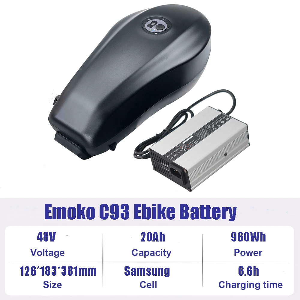 Batterie Li-ion 48V 23Ah Pour Vélo électrique - Type Réservoir - Avec Chargeur 3A