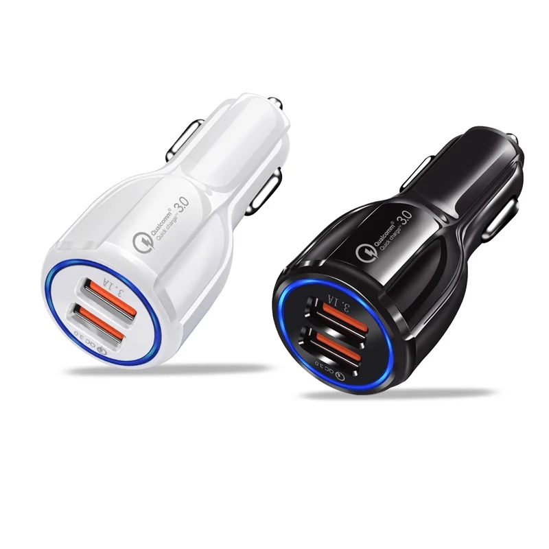 

50Ppcs Dual USB 36W Fast Charge QC 3.0 Car Charger For iPhone Samsung S10 S9 S8 Plus Mobile Phone Quick Charge Auto USB Charger