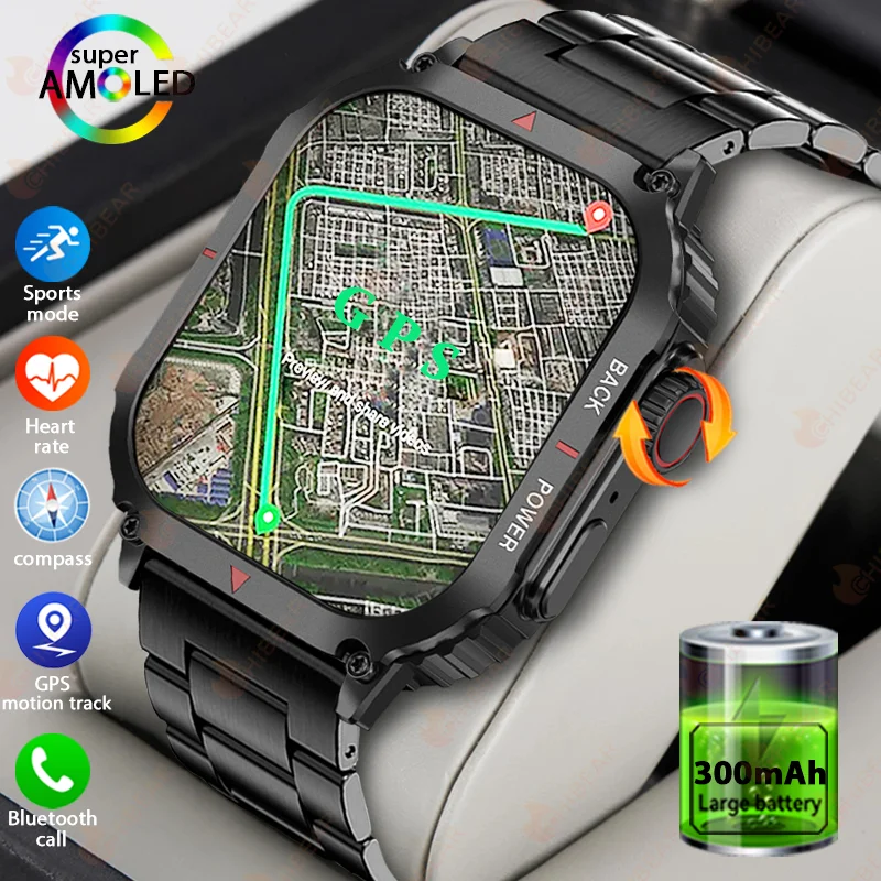 

Sport GPS Compass Rugged Military Smart Watch Men Ftiness Watches IP68 Waterproof 1.95'' AI Voice NFC Bluetooth Call Smartwatch