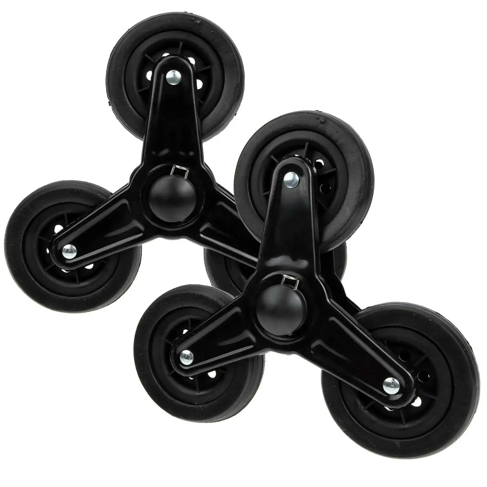 2Pcs Folding Grocery Cart Rubber Tri Wheels Spare Parts for Laundry Cart Easily Install Lightweight Utility Cart Stair Wheels