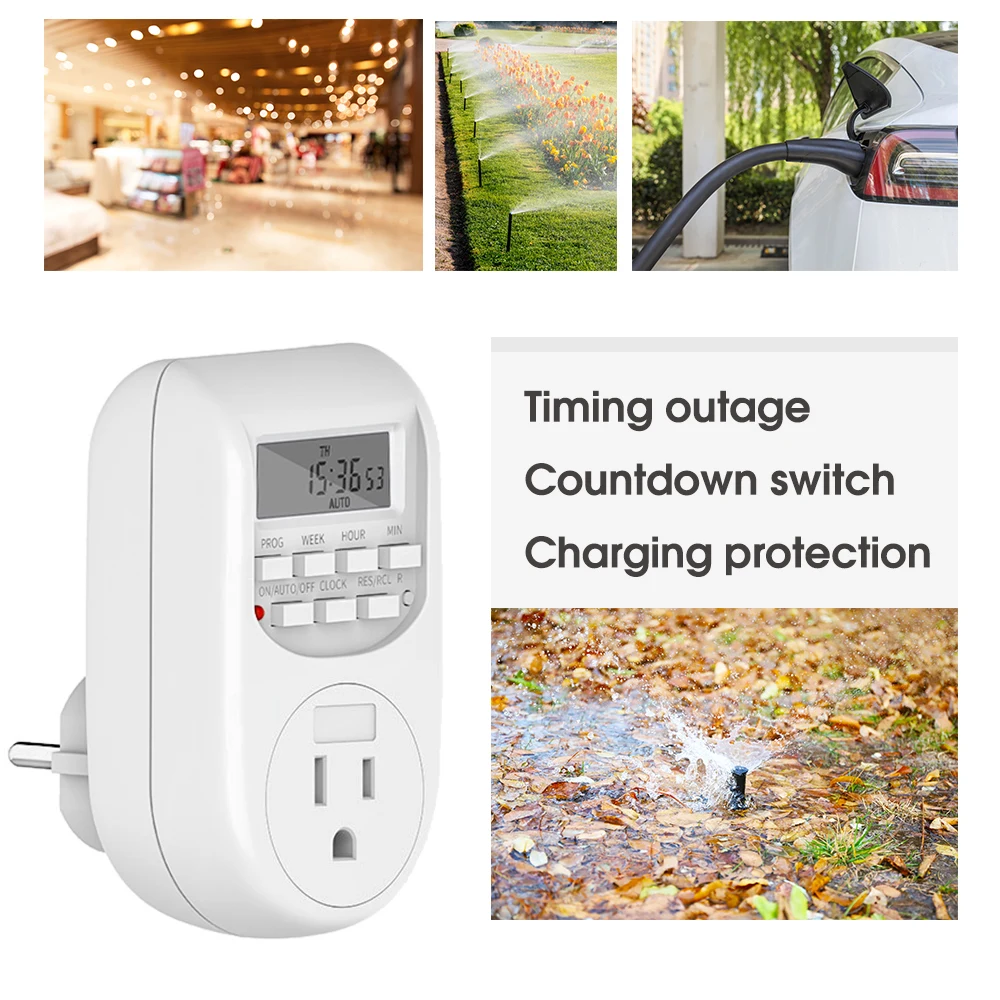 Garden 7 Day Heavy Duty Digital Programmable Timer 16 Programs EU US UK DE Plug 24 Hour Cyclic Controller Switch Socket for Pump - 6