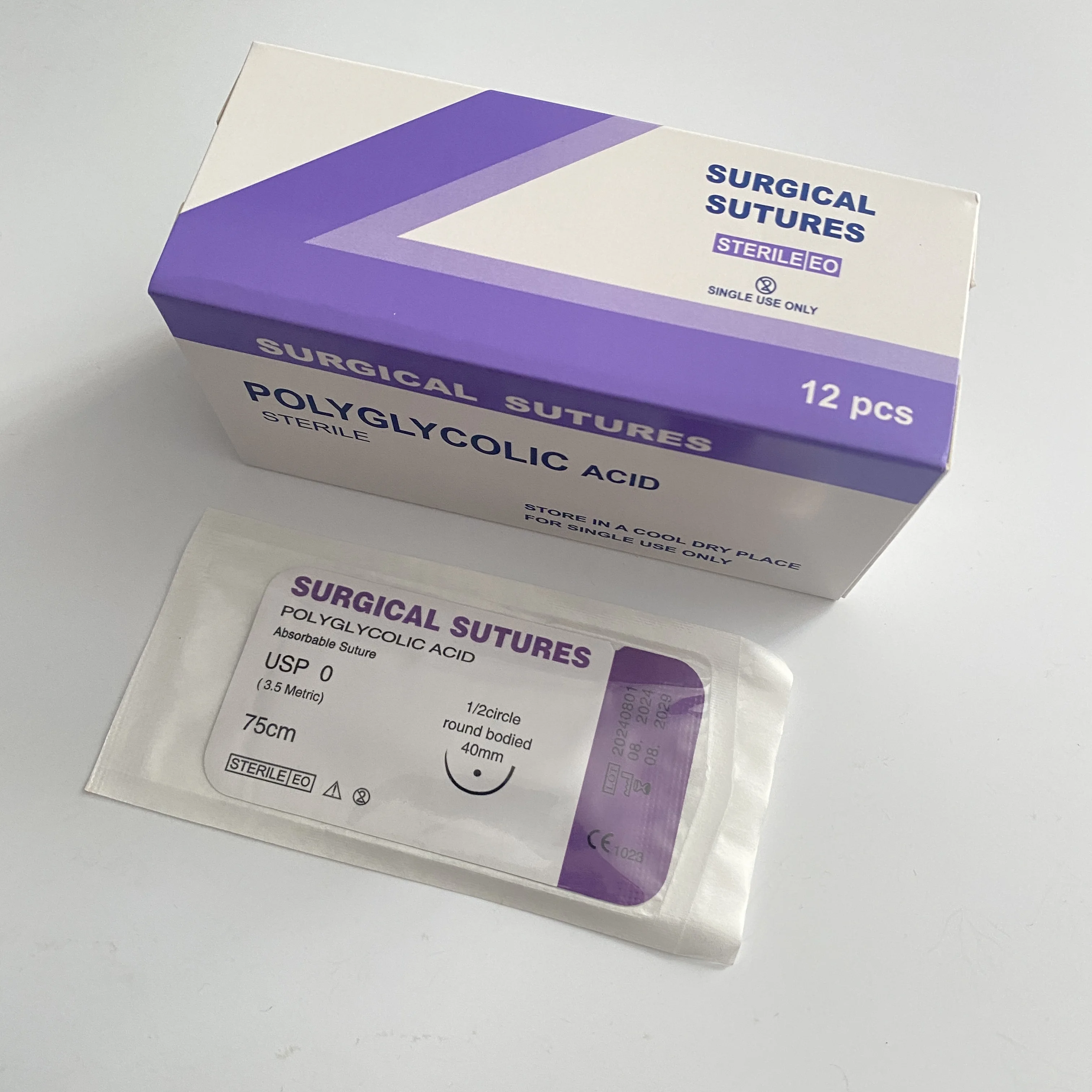 Absorbable suture thread pet surgical accessories Animal absorbable suture thread with needle PGA material for cat and dog surgery veterinary pet hospital absorbable suture thre