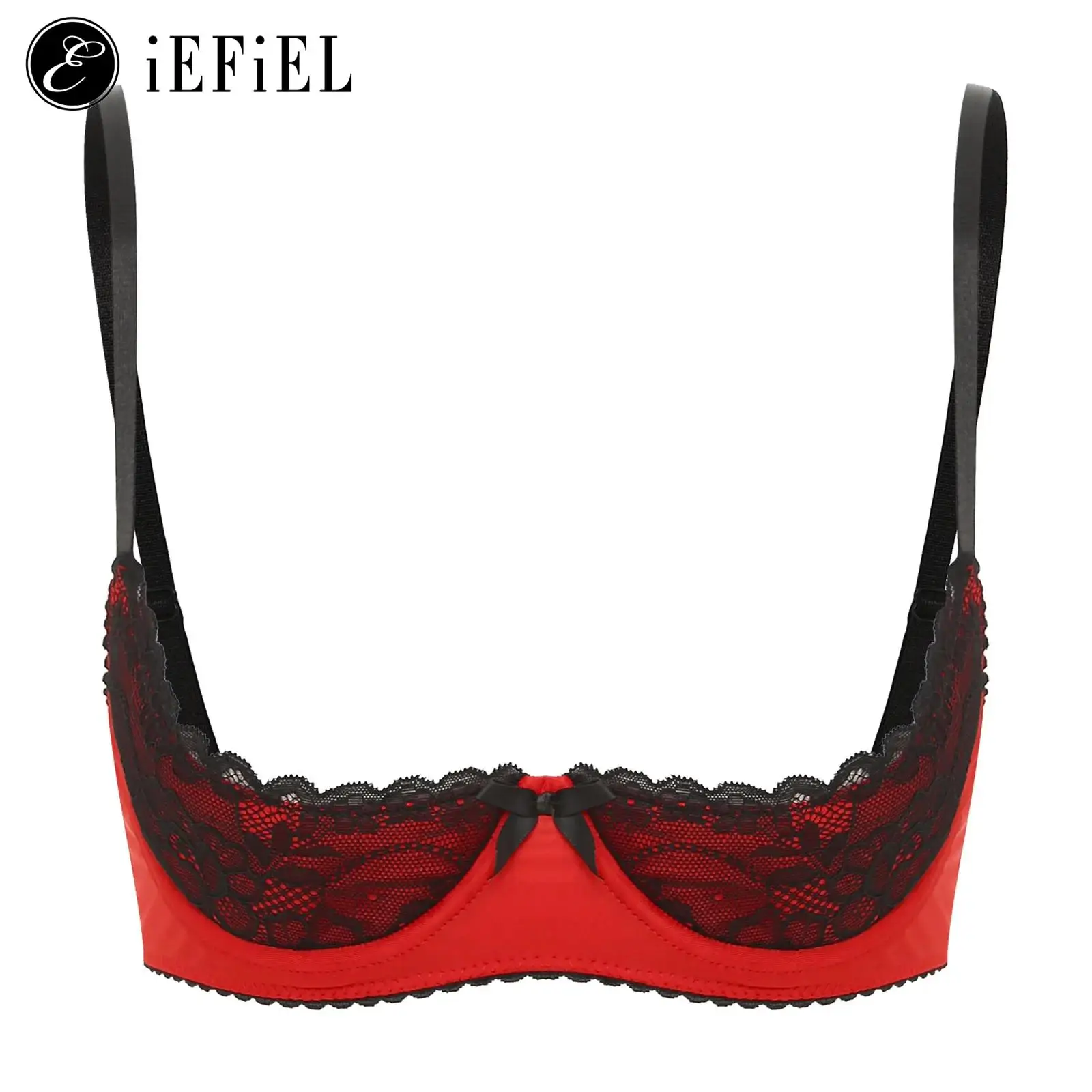 Womens Sexy Embroidered Lace Demi Cup Bras Balconette Unlined