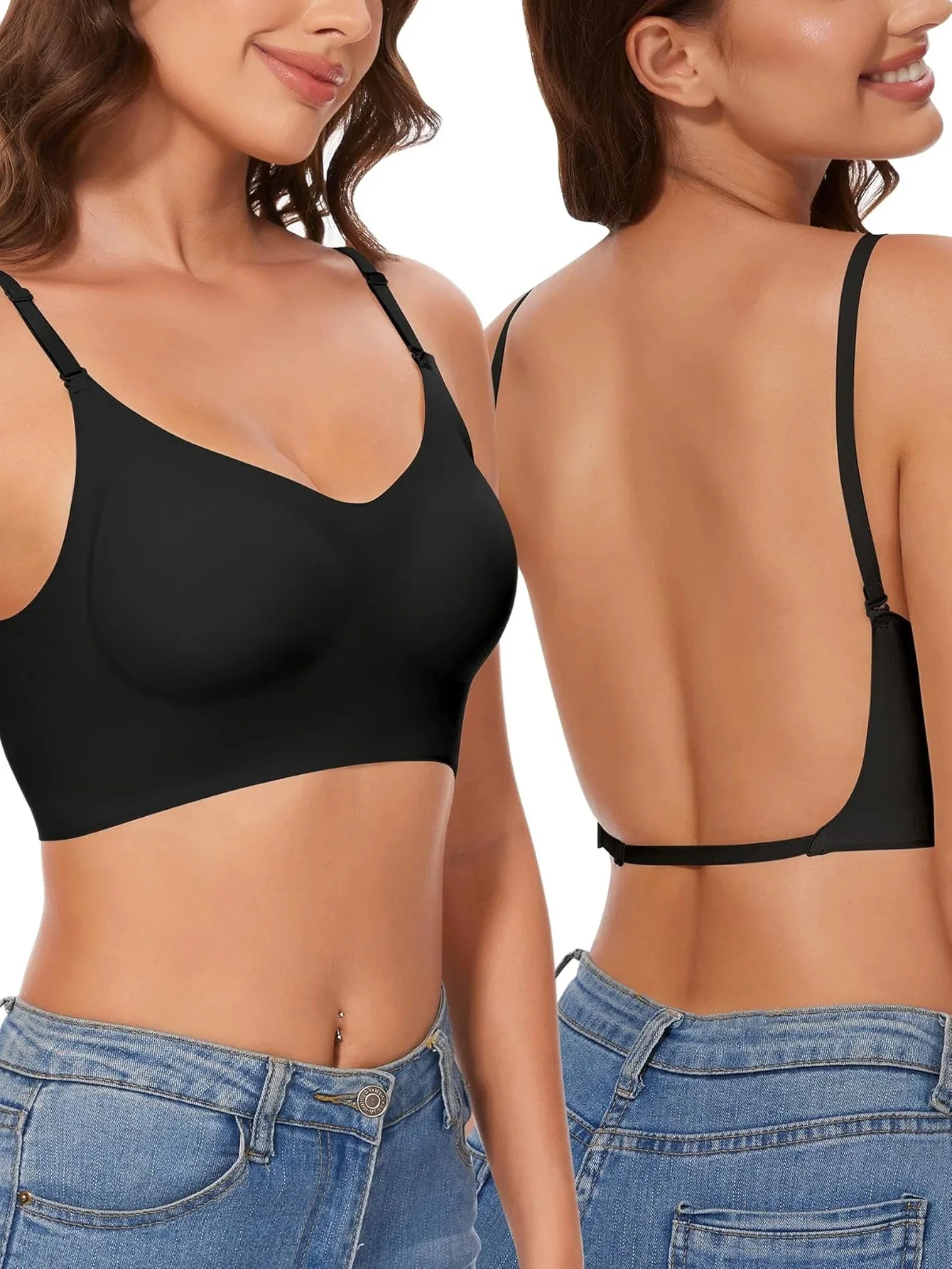 Best Selling Seamless Large Backless Underwear U-Shaped Beautiful Back Outerwear Bra with Chest Pad Comfortable Breathable
